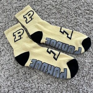 Purdue Boilermakers NCAA Crew Socks Gold Black Grey Logo Mens Womens One Size